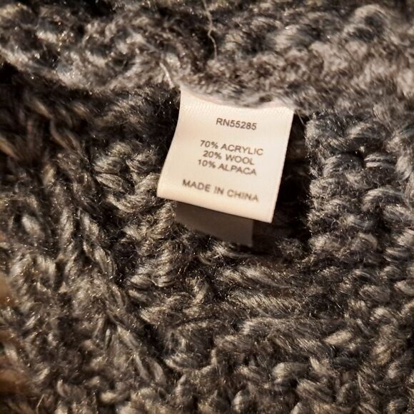 Express Y2K Wool Blend Cable Knit Gray Cardigan Sweater Shawl Neck Women's XS - Picture 4 of 7